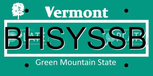 BHSYSSB Vermont License Plate