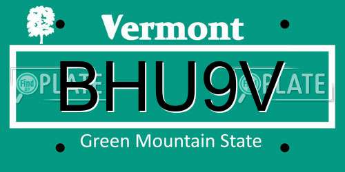 BHU9V Vermont License Plate