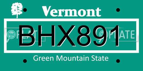 BHX891 Vermont License Plate