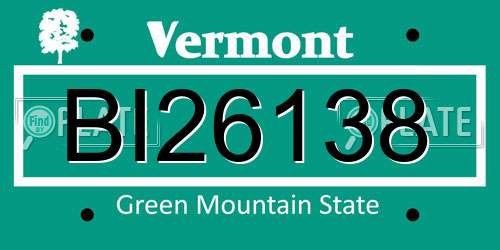 BI26138 Vermont License Plate