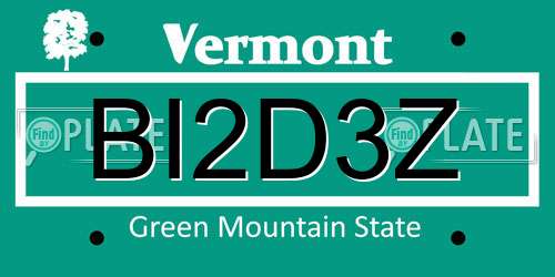 BI2D3Z Vermont License Plate