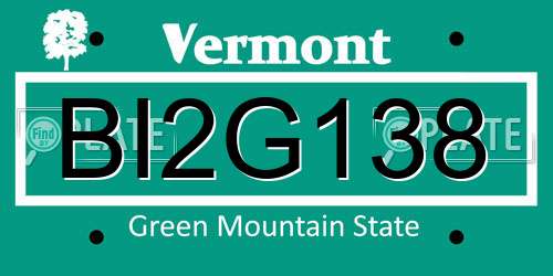 BI2G138 Vermont License Plate