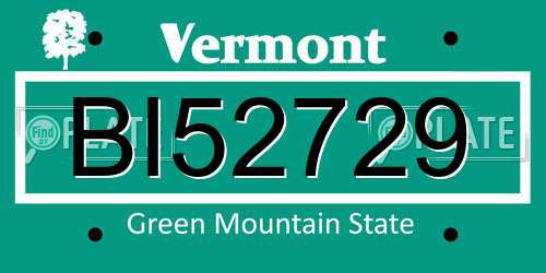 BI52729 Vermont License Plate