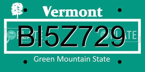 BI5Z729 Vermont License Plate