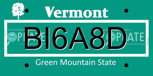 BI6A8D Vermont License Plate