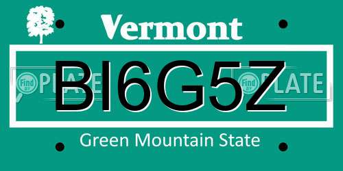 BI6G5Z Vermont License Plate
