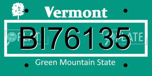 BI76135 Vermont License Plate
