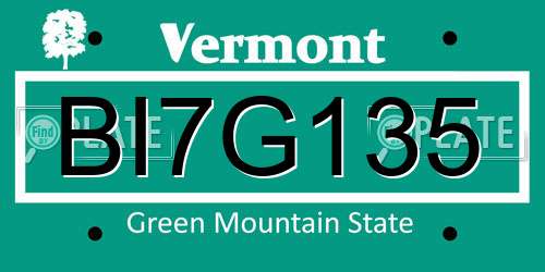 BI7G135 Vermont License Plate