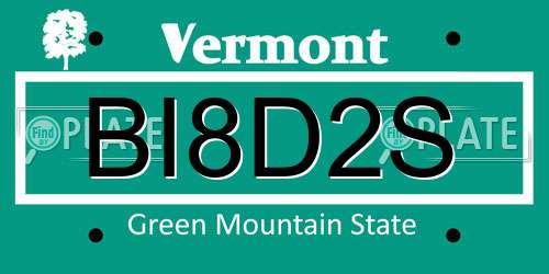 BI8D2S Vermont License Plate