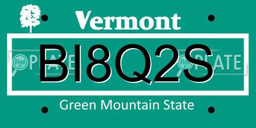 BI8Q2S Vermont License Plate