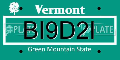 BI9D2I Vermont License Plate