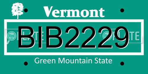 BIB2229 Vermont License Plate