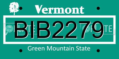 BIB2279 Vermont License Plate