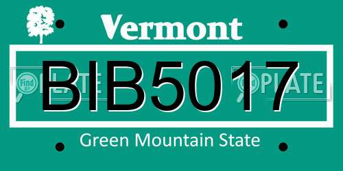 BIB5017 Vermont License Plate