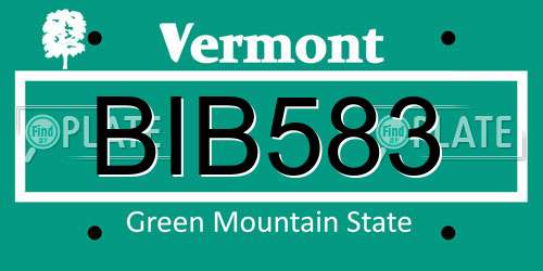 BIB583 Vermont License Plate