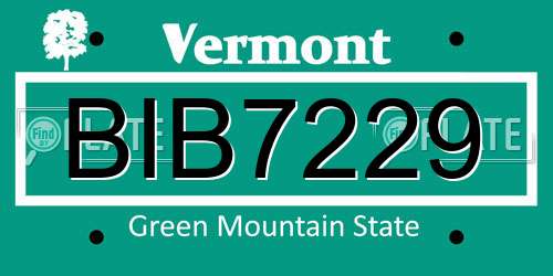BIB7229 Vermont License Plate