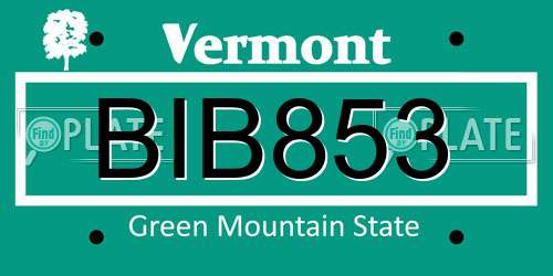 BIB853 Vermont License Plate