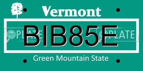 BIB85E Vermont License Plate