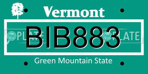 BIB883 Vermont License Plate