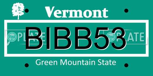 BIBB53 Vermont License Plate