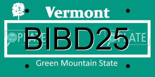 BIBD25 Vermont License Plate
