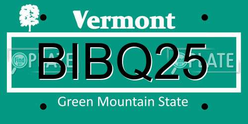 BIBQ25 Vermont License Plate