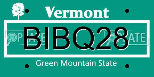 BIBQ28 Vermont License Plate
