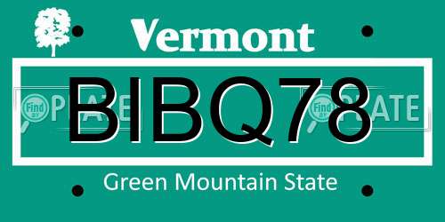 BIBQ78 Vermont License Plate