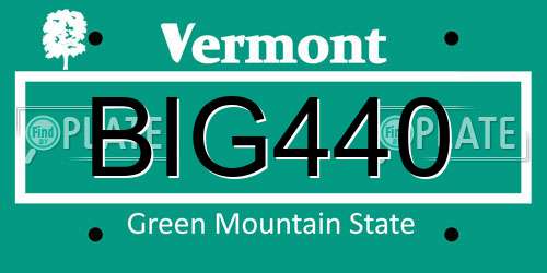 BIG440 Vermont License Plate