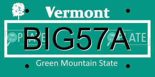 BIG57A Vermont License Plate