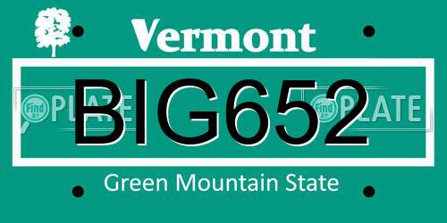BIG652 Vermont License Plate