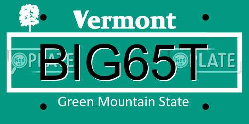 BIG65T Vermont License Plate