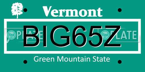 BIG65Z Vermont License Plate
