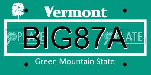 BIG87A Vermont License Plate