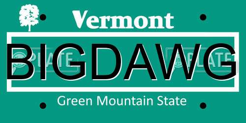 BIGDAWG Vermont License Plate