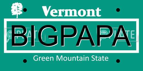 BIGPAPA Vermont License Plate