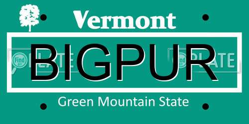 BIGPUR Vermont License Plate