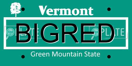 BIGRED Vermont License Plate