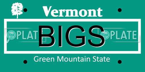 BIGS Vermont License Plate