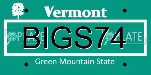 BIGS74 Vermont License Plate