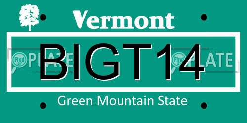 BIGT14 Vermont License Plate
