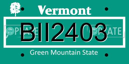 BII2403 Vermont License Plate