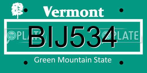 BIJ534 Vermont License Plate