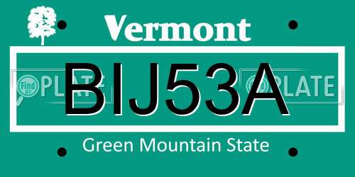 BIJ53A Vermont License Plate