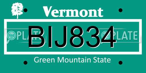 BIJ834 Vermont License Plate