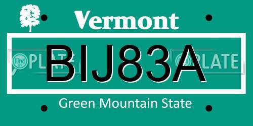 BIJ83A Vermont License Plate