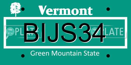 BIJS34 Vermont License Plate