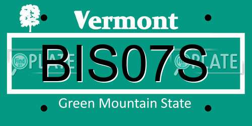 BIS07S Vermont License Plate