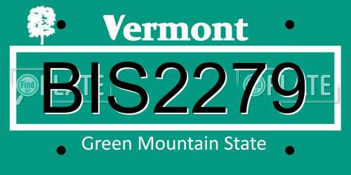 BIS2279 Vermont License Plate