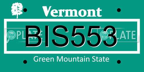 BIS553 Vermont License Plate